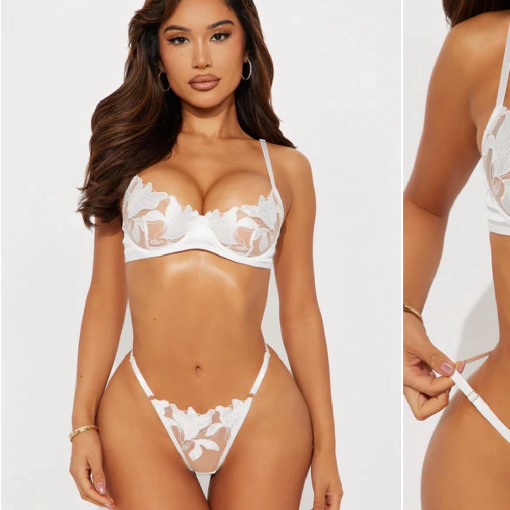 Kelly Embroidered Mesh 2 Piece Set - White